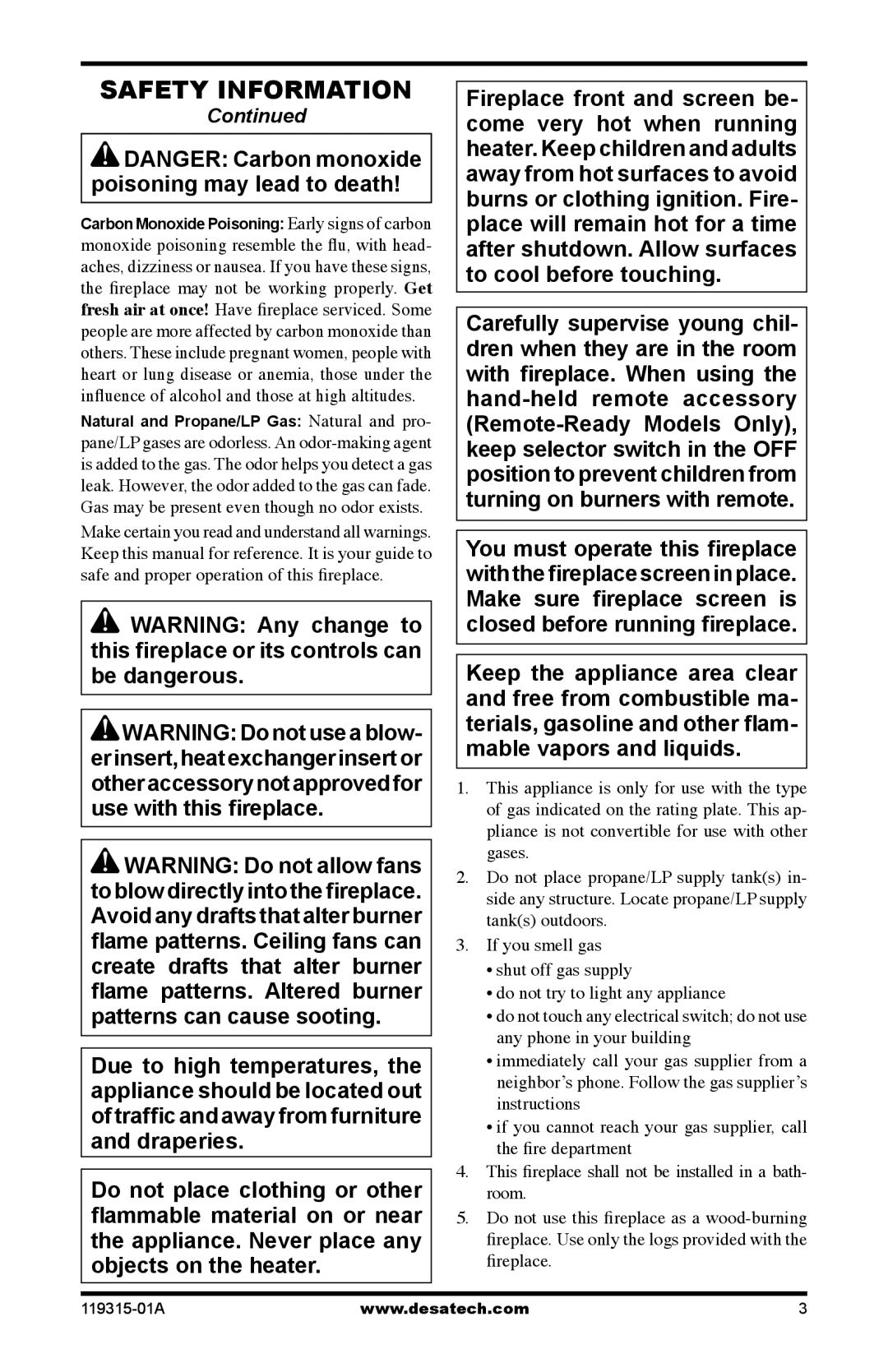 Desa VGMRP, CGMFN, CGMFP, VGMRN installation manual Safety Information 