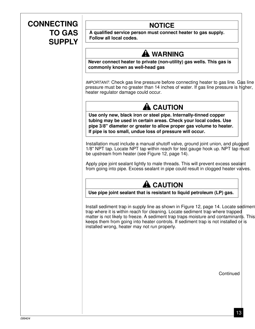 Desa CGN10 installation manual Connecting to GAS Supply 