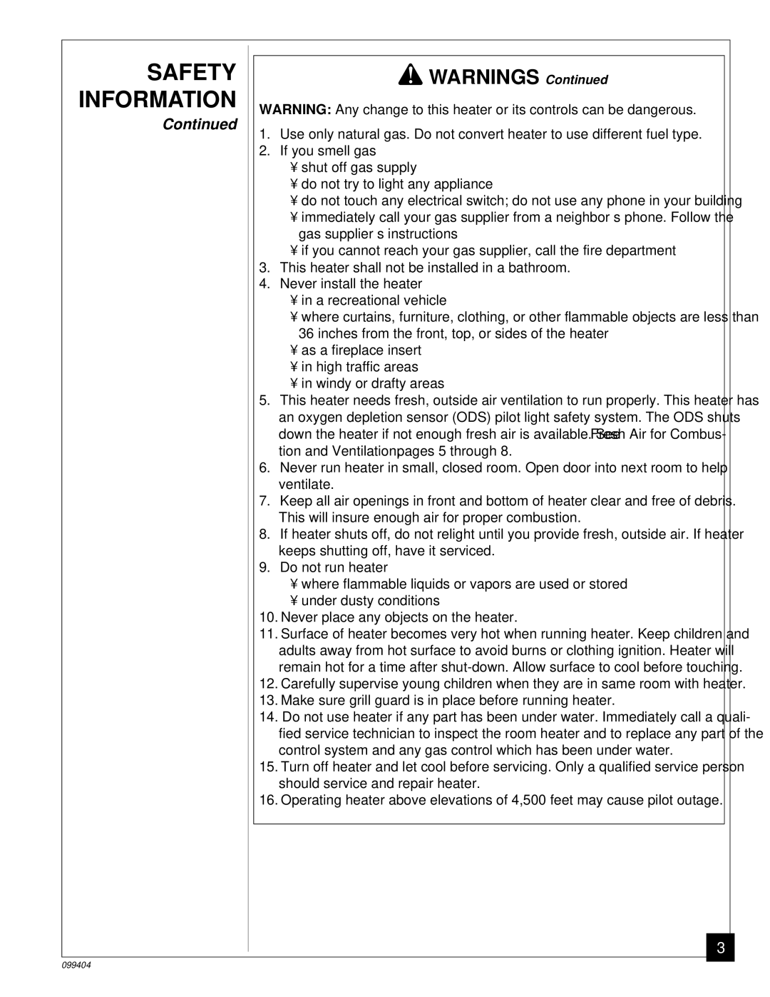 Desa CGN10 installation manual Safety Information 