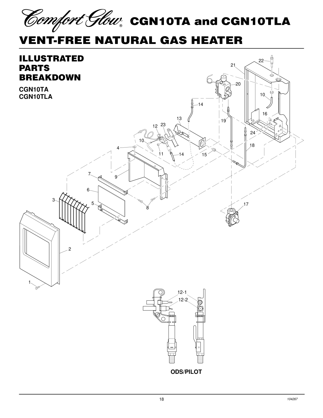 Desa CGN10TLA installation manual Illustrated Parts Breakdown, CGN10TA 