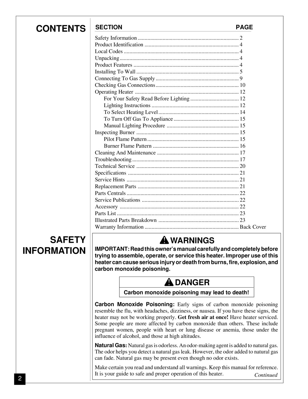 Desa CGN12 installation manual Contents Safety Information 