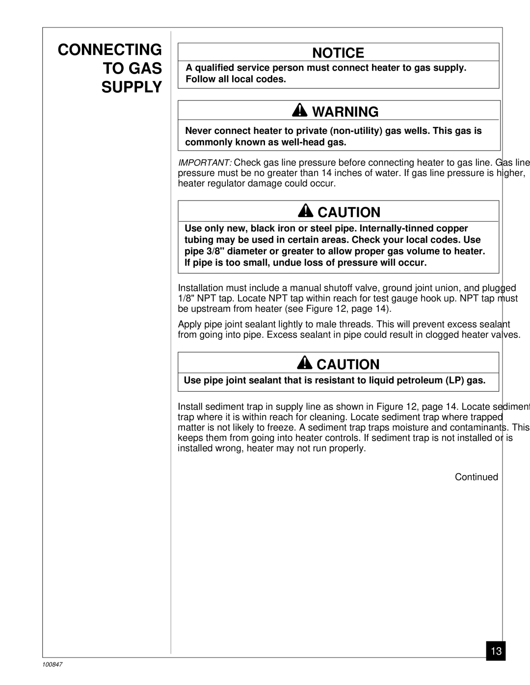 Desa CGN12A installation manual Connecting to GAS Supply 