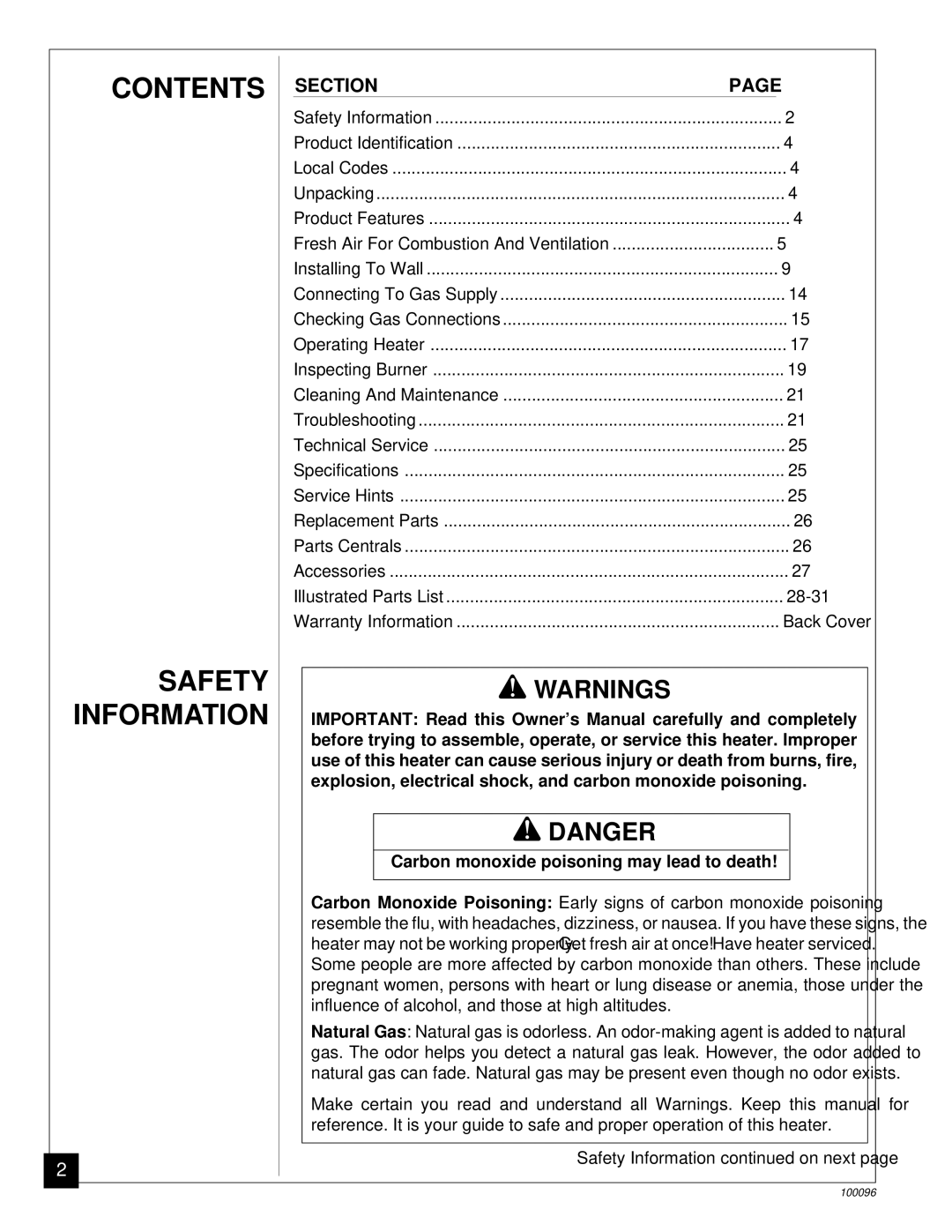 Desa CGN18B, RN30B installation manual Contents Safety Information 