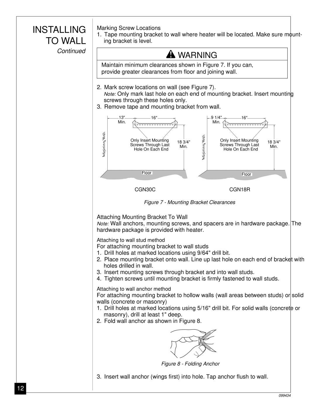 Desa CGN18R, CGN30C installation manual Marking Screw Locations, Attaching Mounting Bracket To Wall 