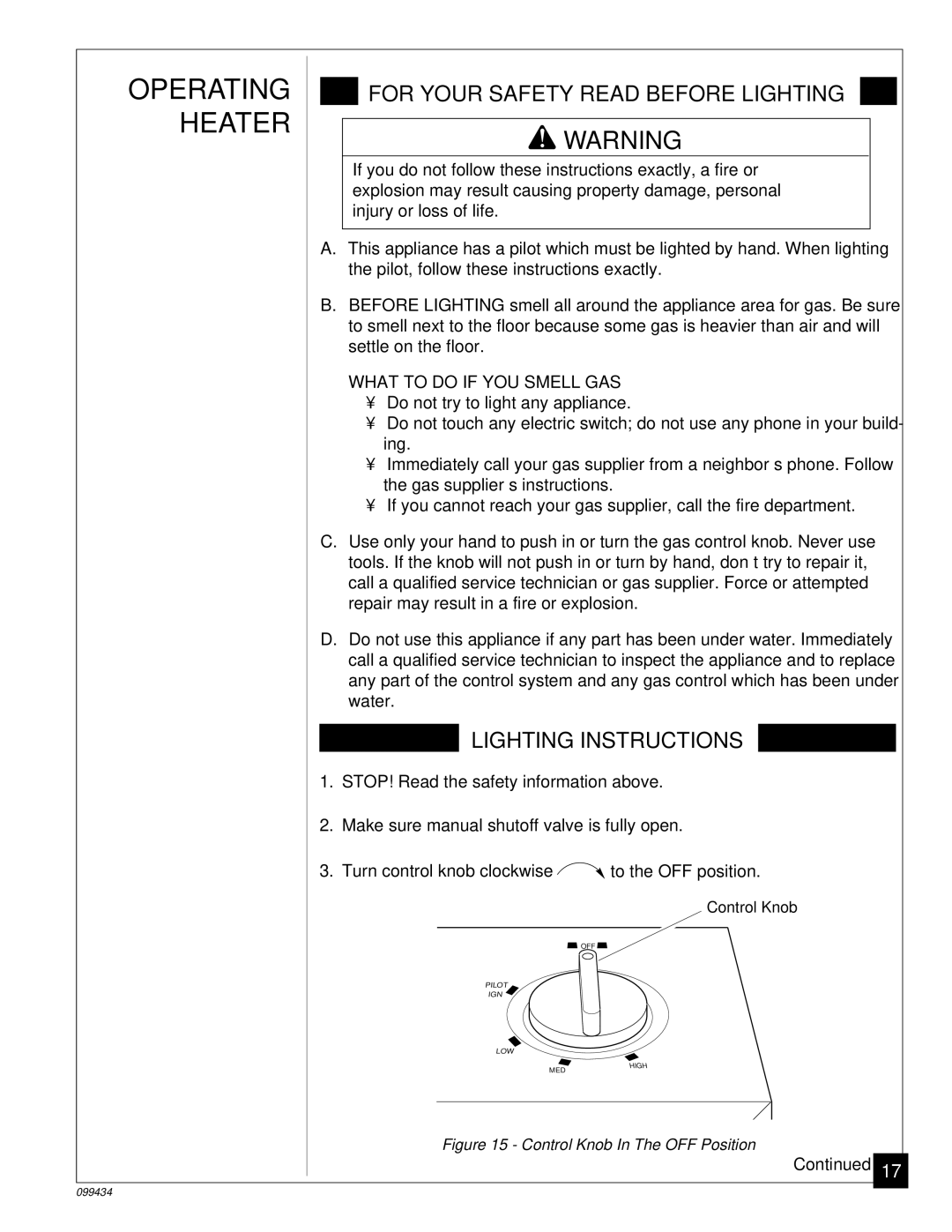 Desa CGN30C, CGN18R installation manual Heater, What to do if YOU Smell GAS 