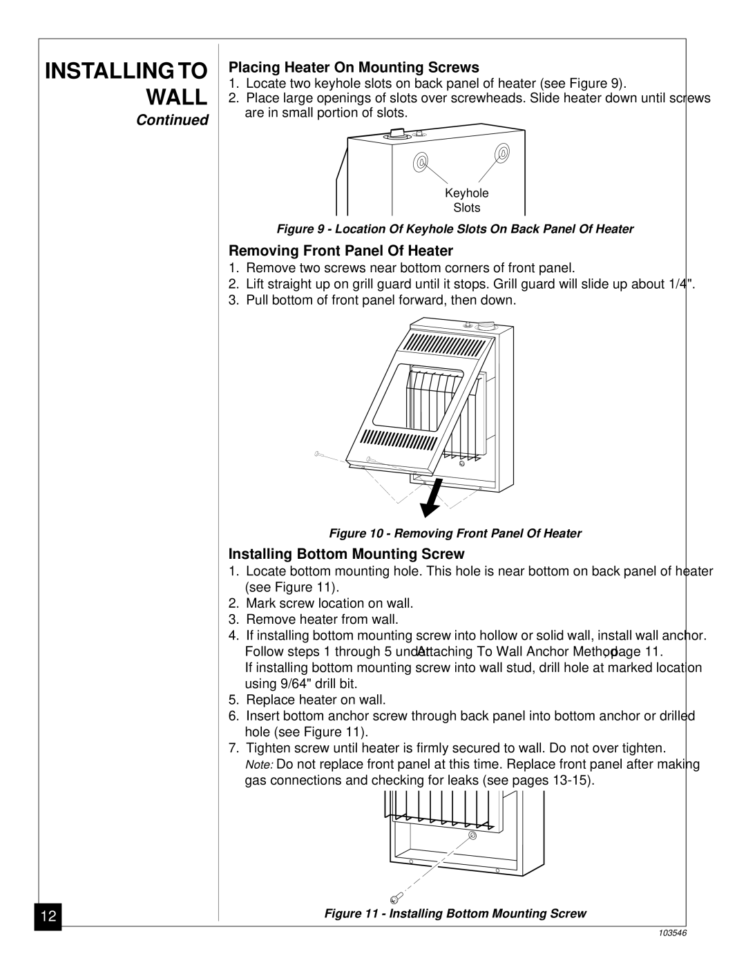 Desa CGN6L, CGN10L installation manual Installing to Wall 