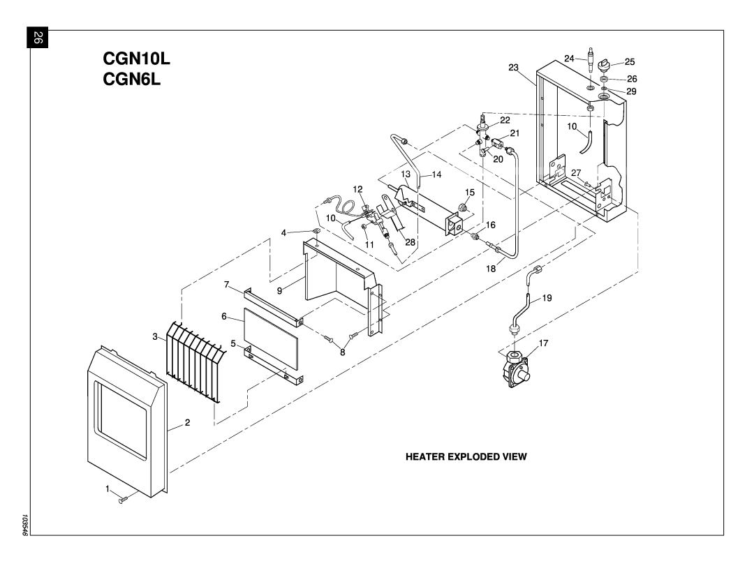Desa CGN6L installation manual CGN10L, Heater Exploded View, 103546 