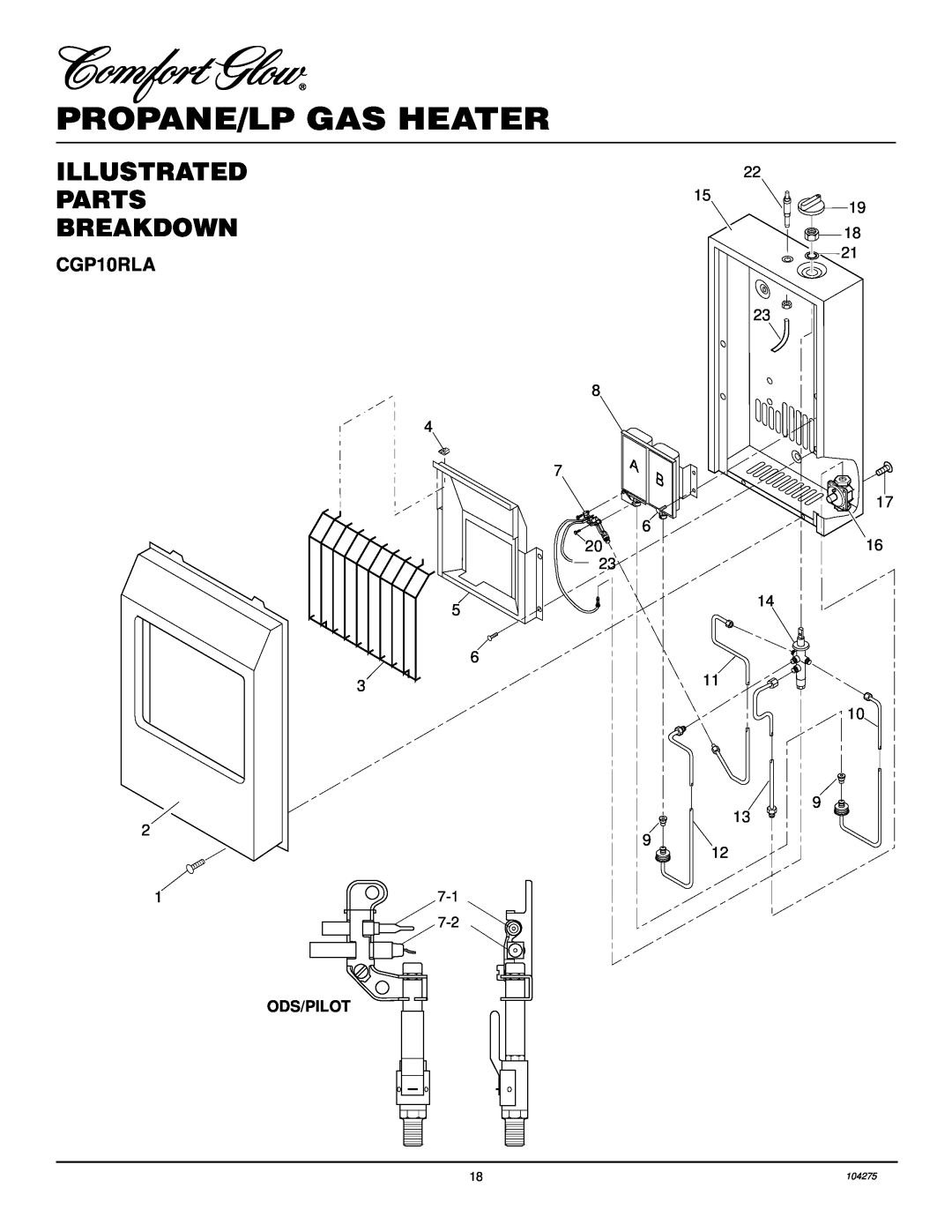 Desa CGP10RLA installation manual Illustrated Parts Breakdown, Propane/Lp Gas Heater 
