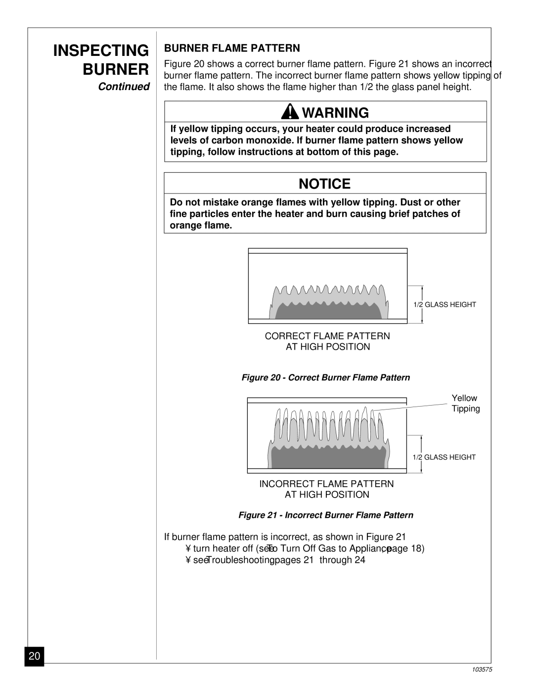 Desa CGP10TL installation manual Correct Burner Flame Pattern 