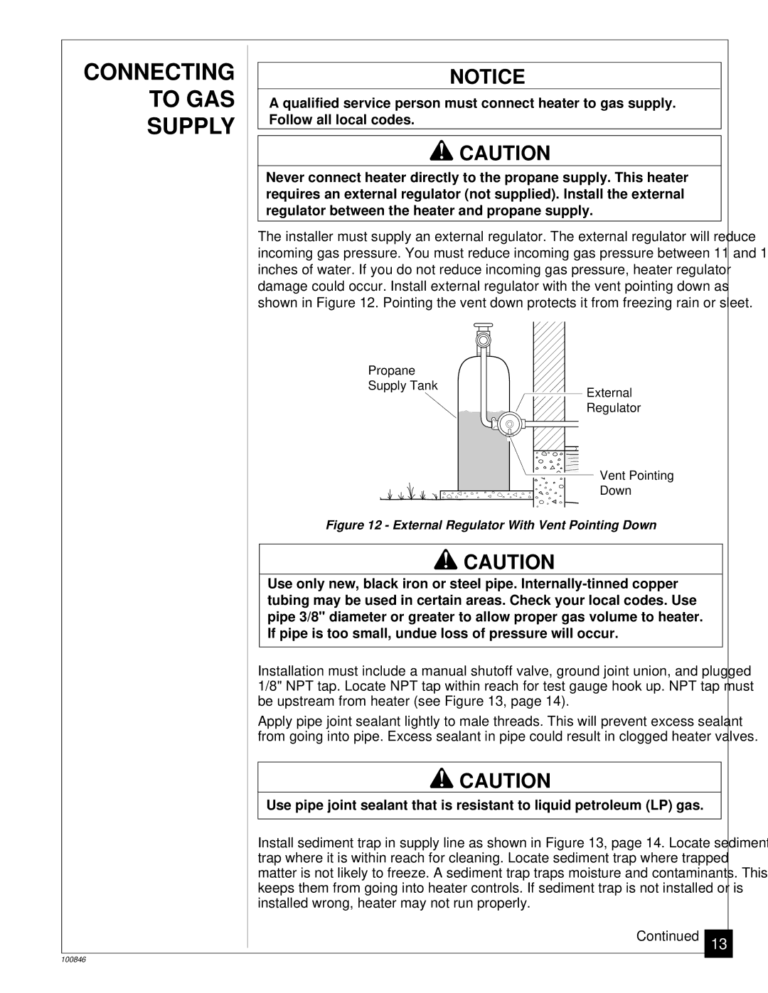 Desa CGP11A Connecting To GAS, Supply, Qualified service person must connect heater to gas supply, Follow all local codes 