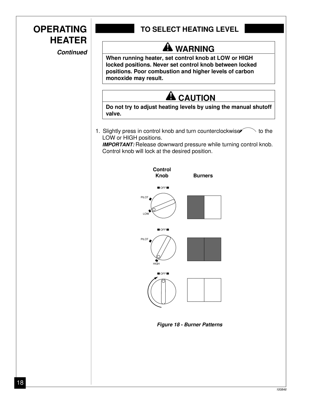 Desa CGP11A installation manual To Select Heating Level 