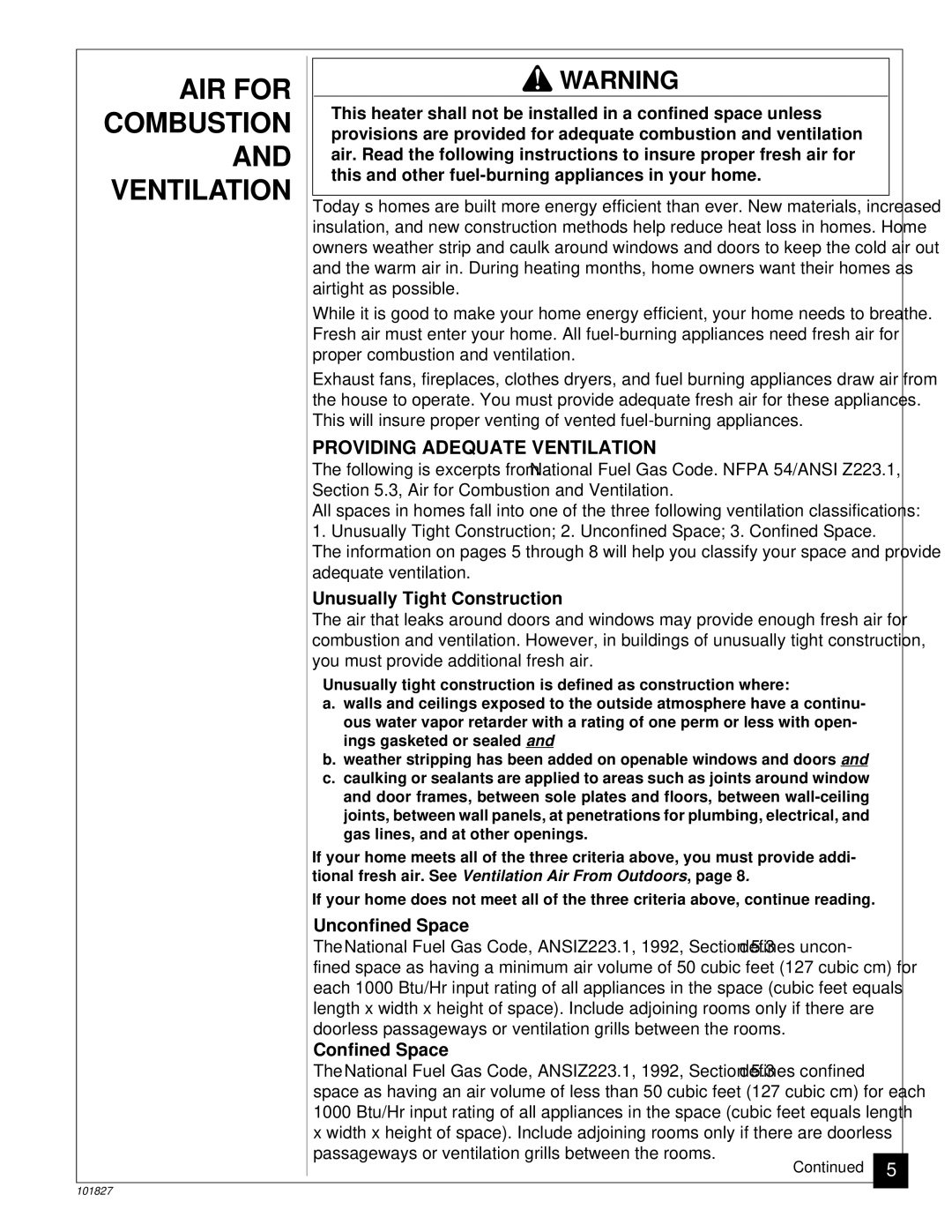 Desa CGP26D, CGP16RA installation manual AIR for, Providing Adequate Ventilation 