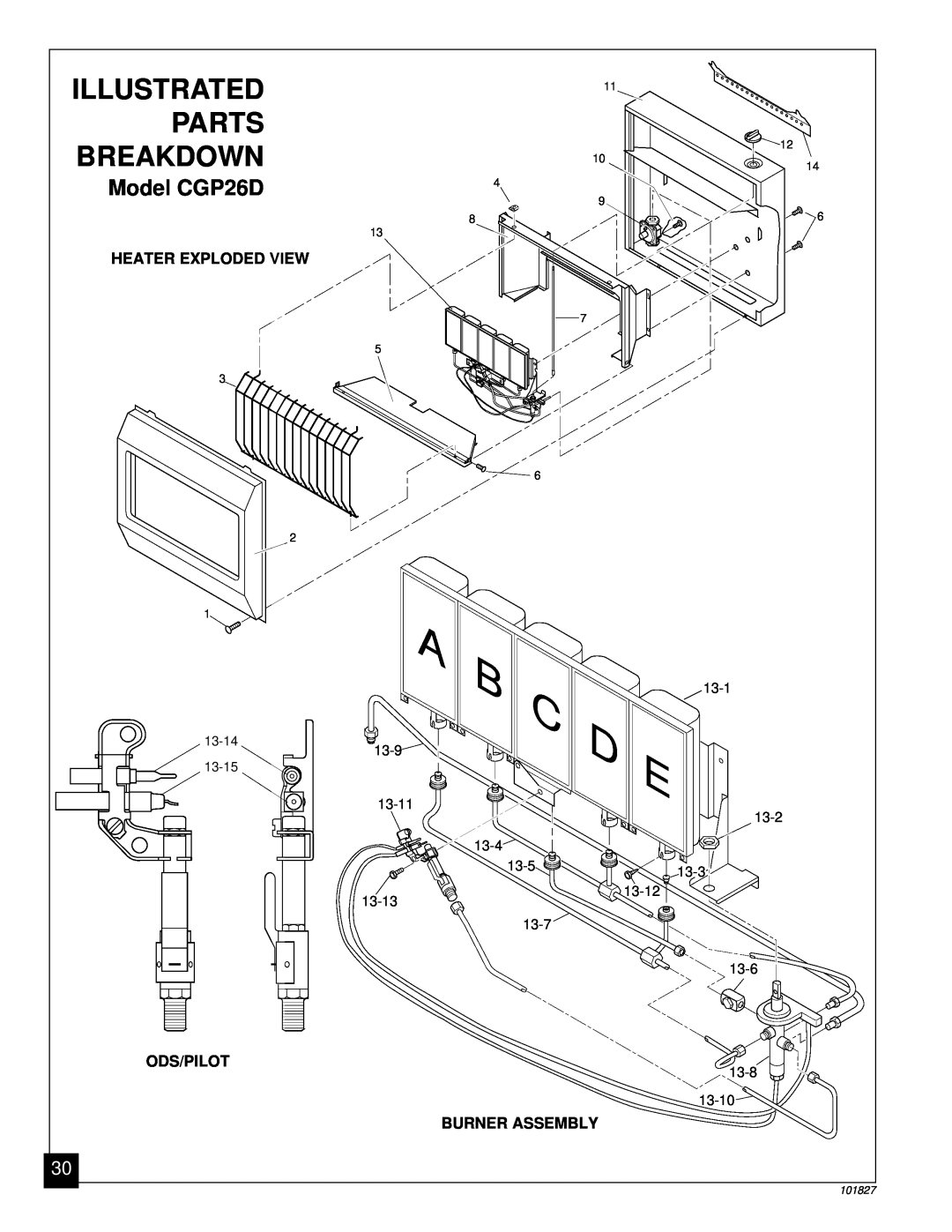 Desa CGP16RA installation manual Model CGP26D, Illustrated, Parts, Breakdown 