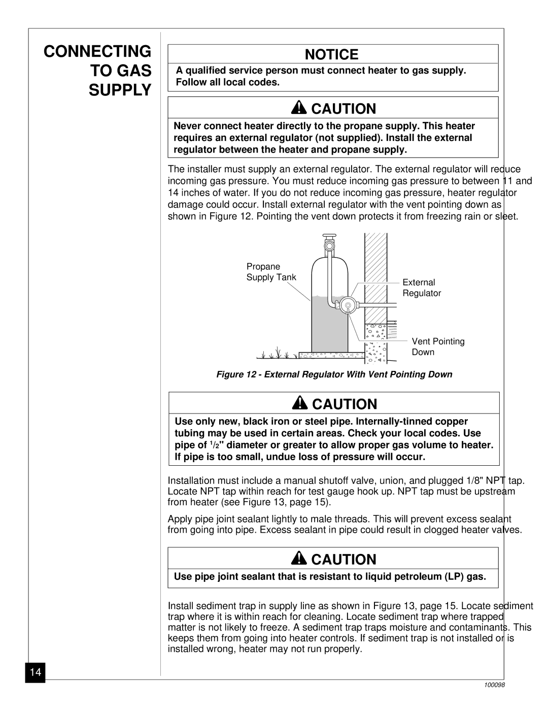 Desa CGP18B Connecting To GAS, Supply, Qualified service person must connect heater to gas supply, Follow all local codes 