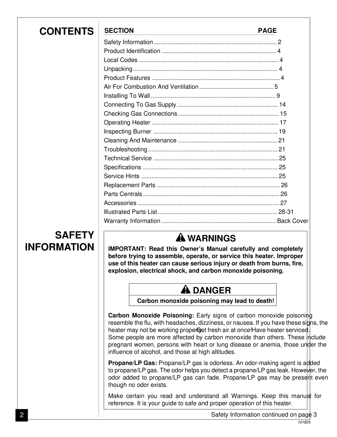 Desa CGP18C, RP30C installation manual Contents, Safety Information 