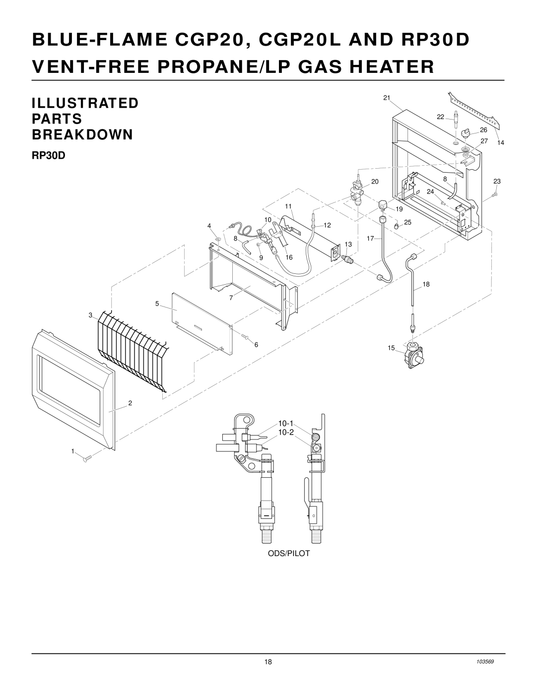 Desa CGP20L installation manual Illustrated Parts Breakdown, RP30D 