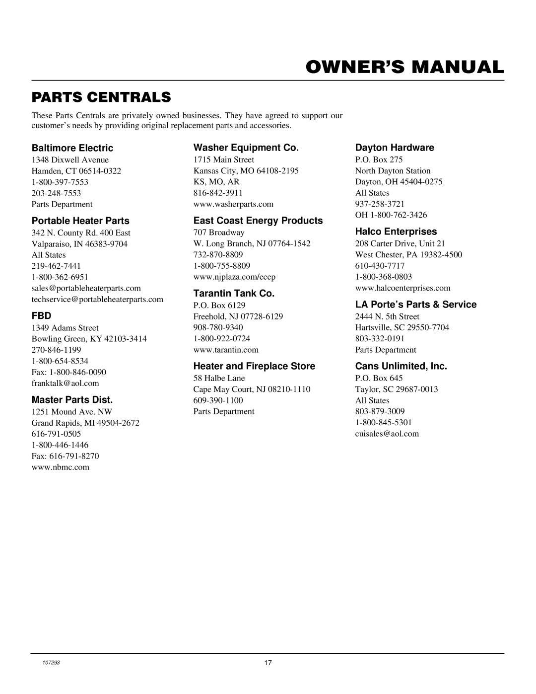 Desa CGR2P installation manual Parts Centrals 