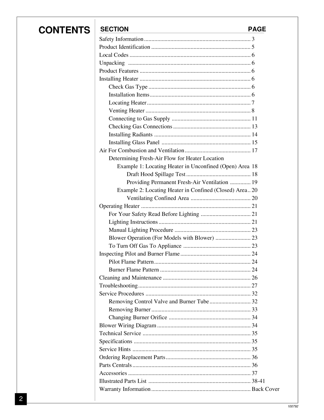 Desa CGR50BNA, CGR35NA, CGR65NA, CGR50NA, CGR65BNA installation manual Contents 