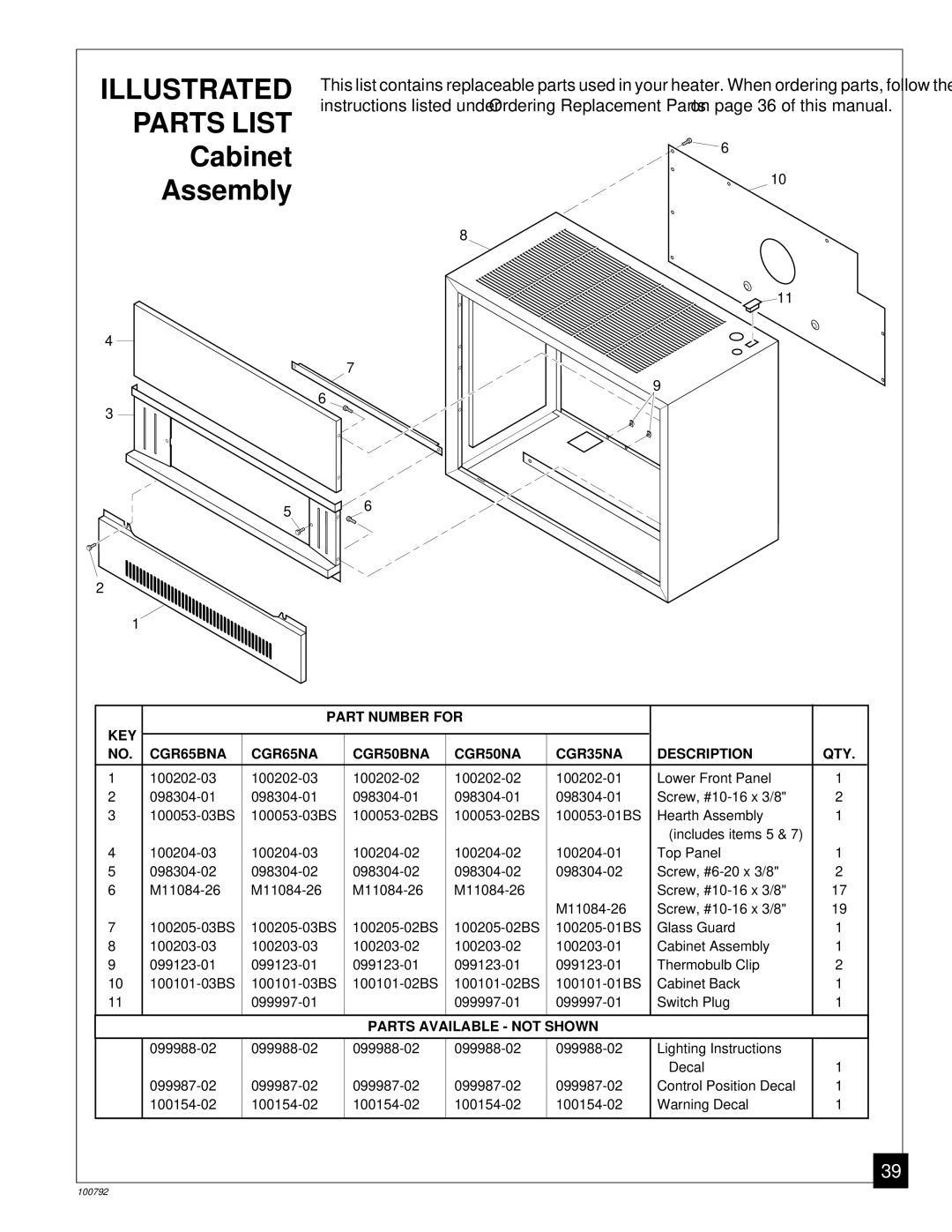 Desa CGR65BNA, CGR35NA, CGR65NA, CGR50BNA, CGR50NA installation manual Cabinet Assembly 