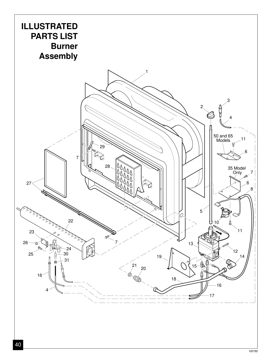 Desa CGR35NA, CGR65NA, CGR50BNA, CGR50NA, CGR65BNA installation manual Burner Assembly 