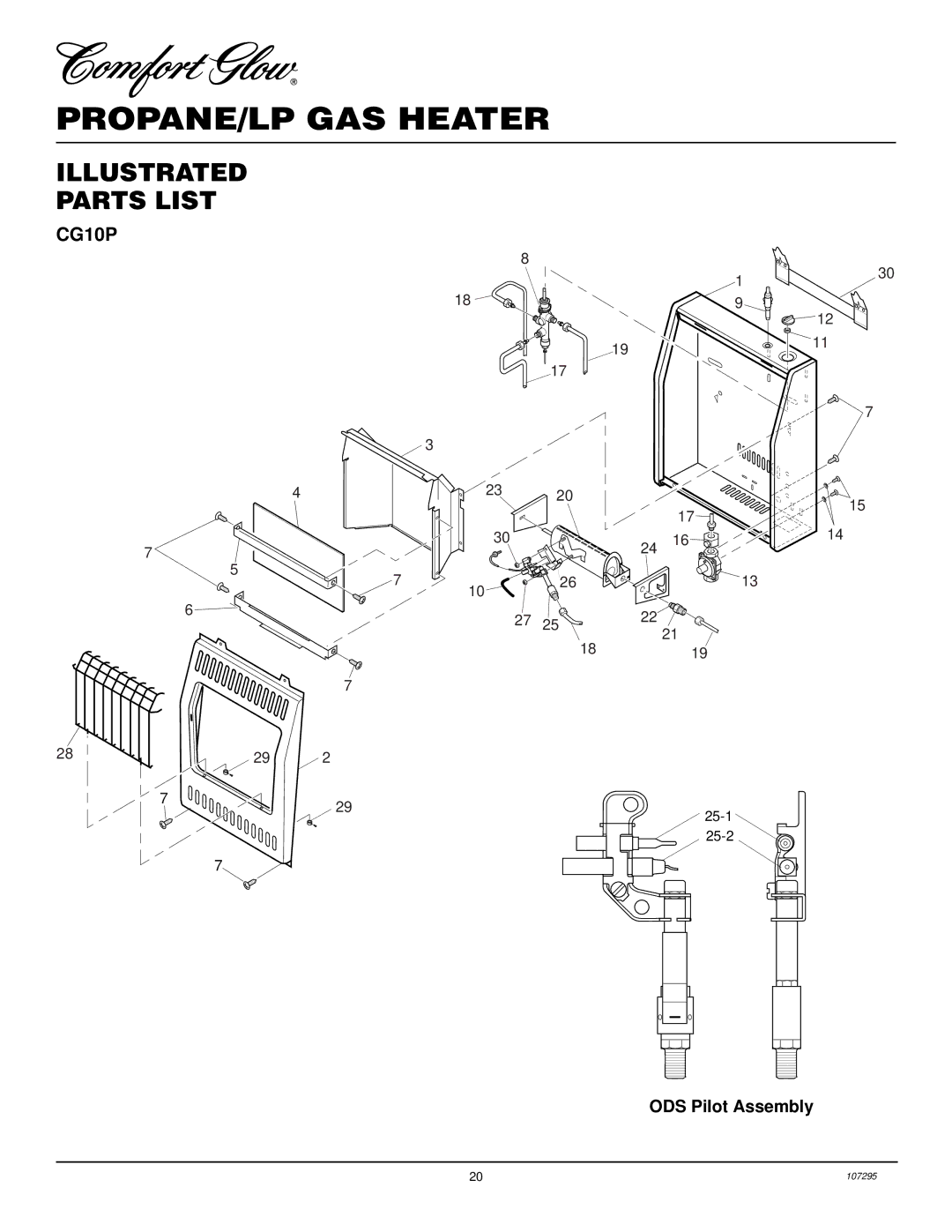 Desa CG10P, CGS10P, CG6P installation manual Illustrated Parts List, ODS Pilot Assembly 