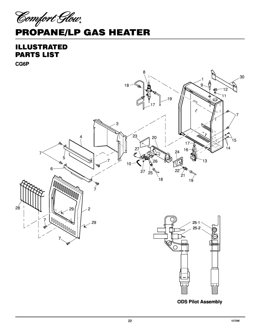 Desa CG6P, CGS10P, CG10P installation manual Propane/Lp Gas Heater, Illustrated Parts List 