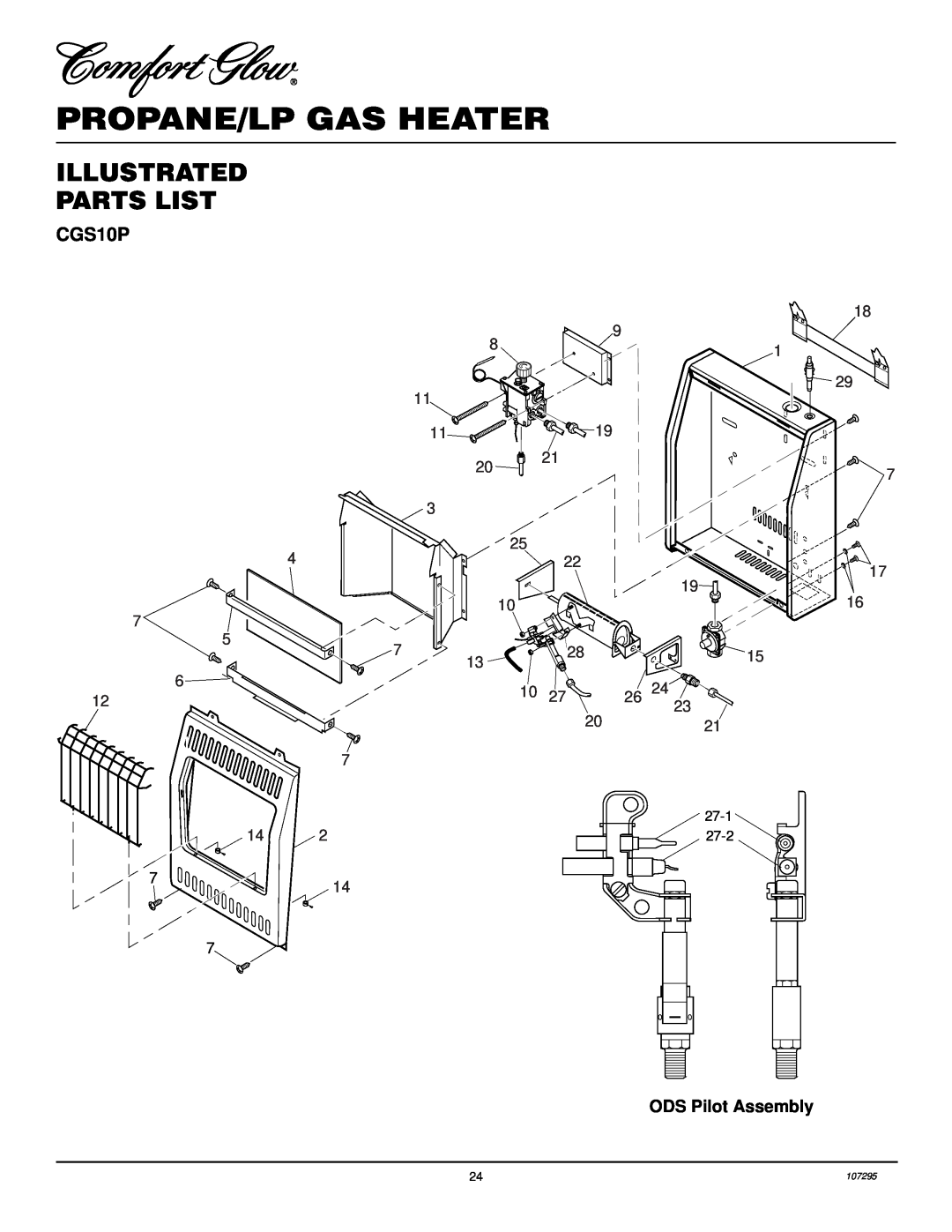 Desa CGS10P, CG6P, CG10P installation manual Propane/Lp Gas Heater, Illustrated Parts List 