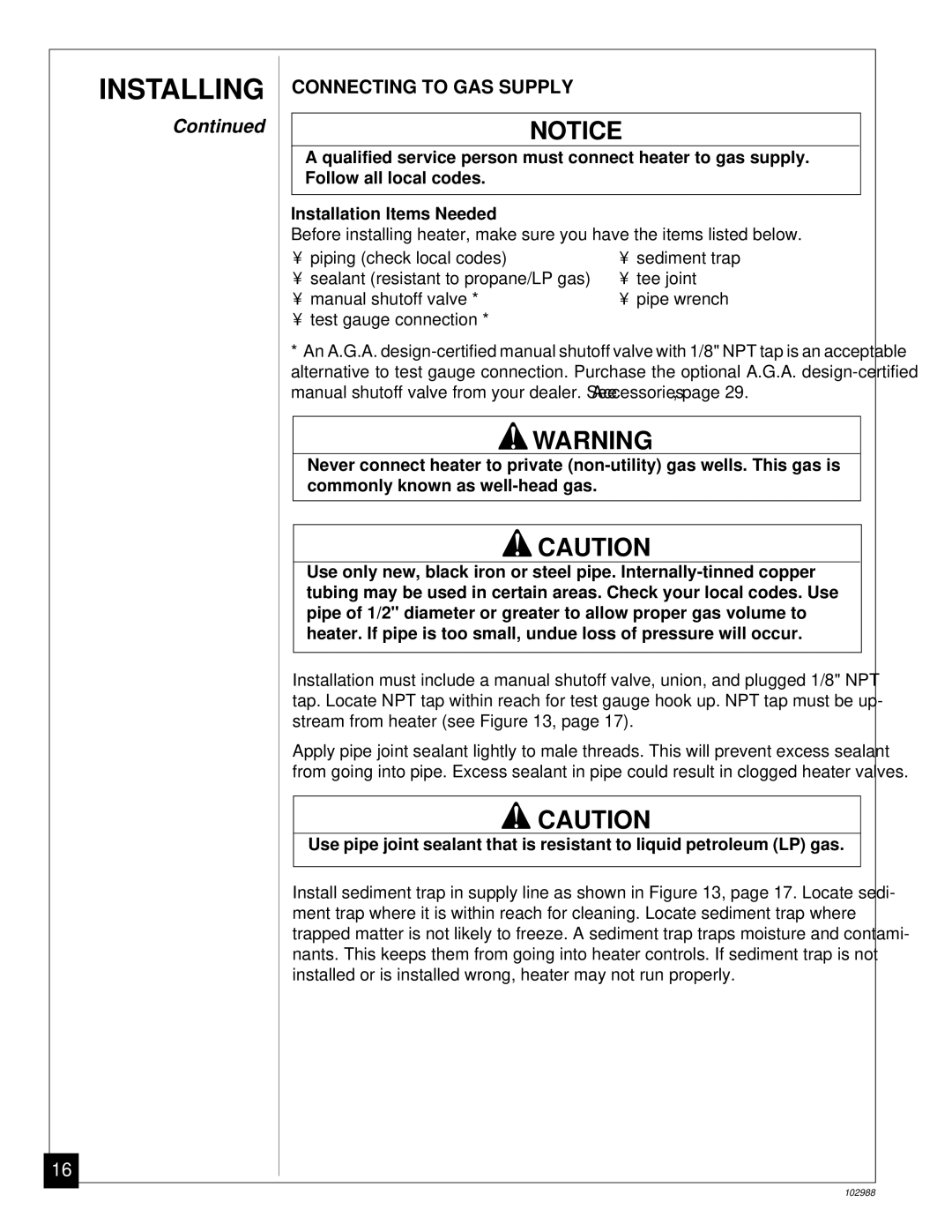 Desa CGS2718N installation manual Connecting to GAS Supply 