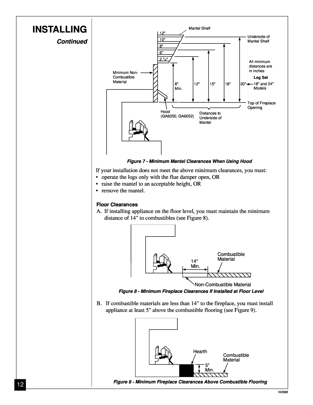 Desa CGS2718N installation manual Installing, Continued, raise the mantel to an acceptable height, OR 