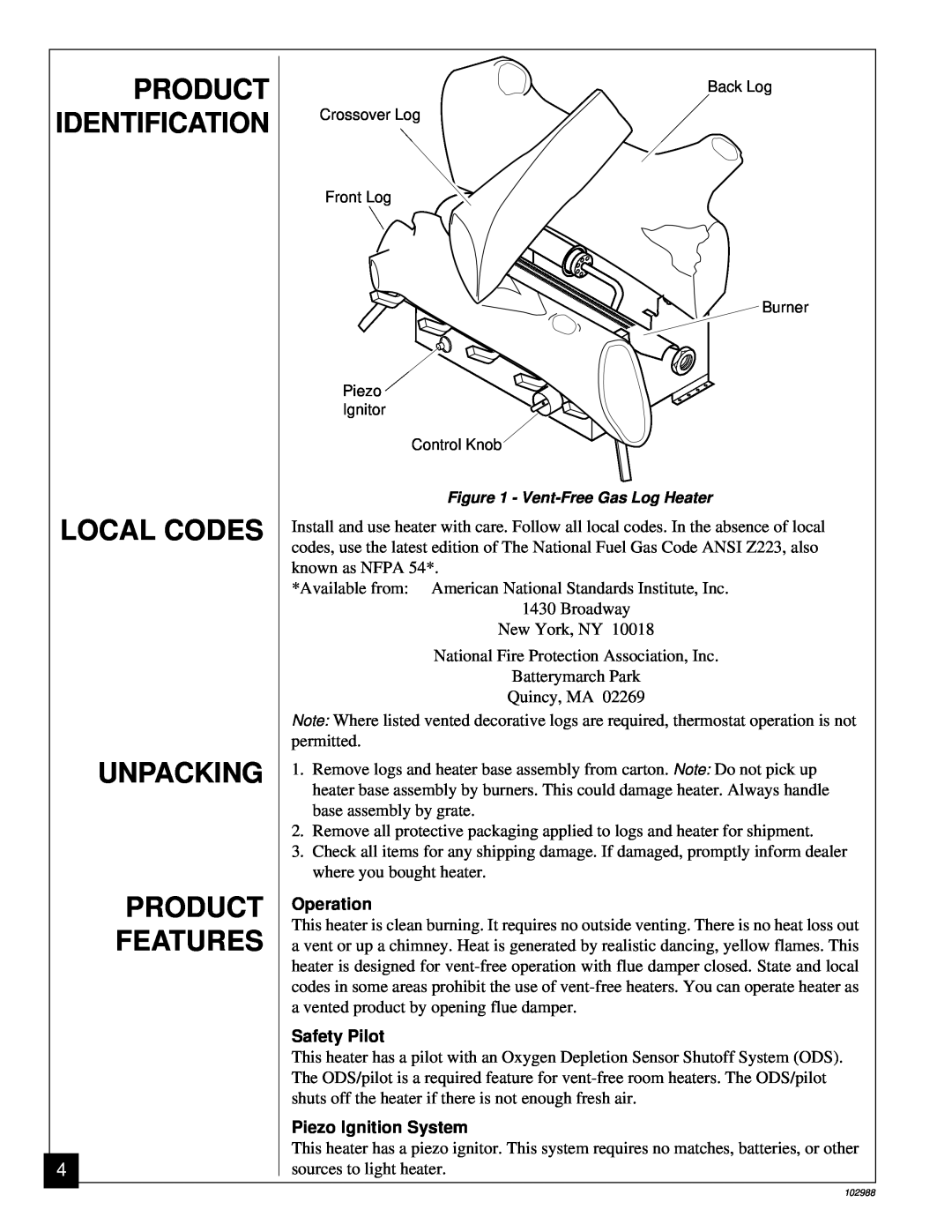 Desa CGS2718N installation manual Local Codes Unpacking Product Features, Product Identification 