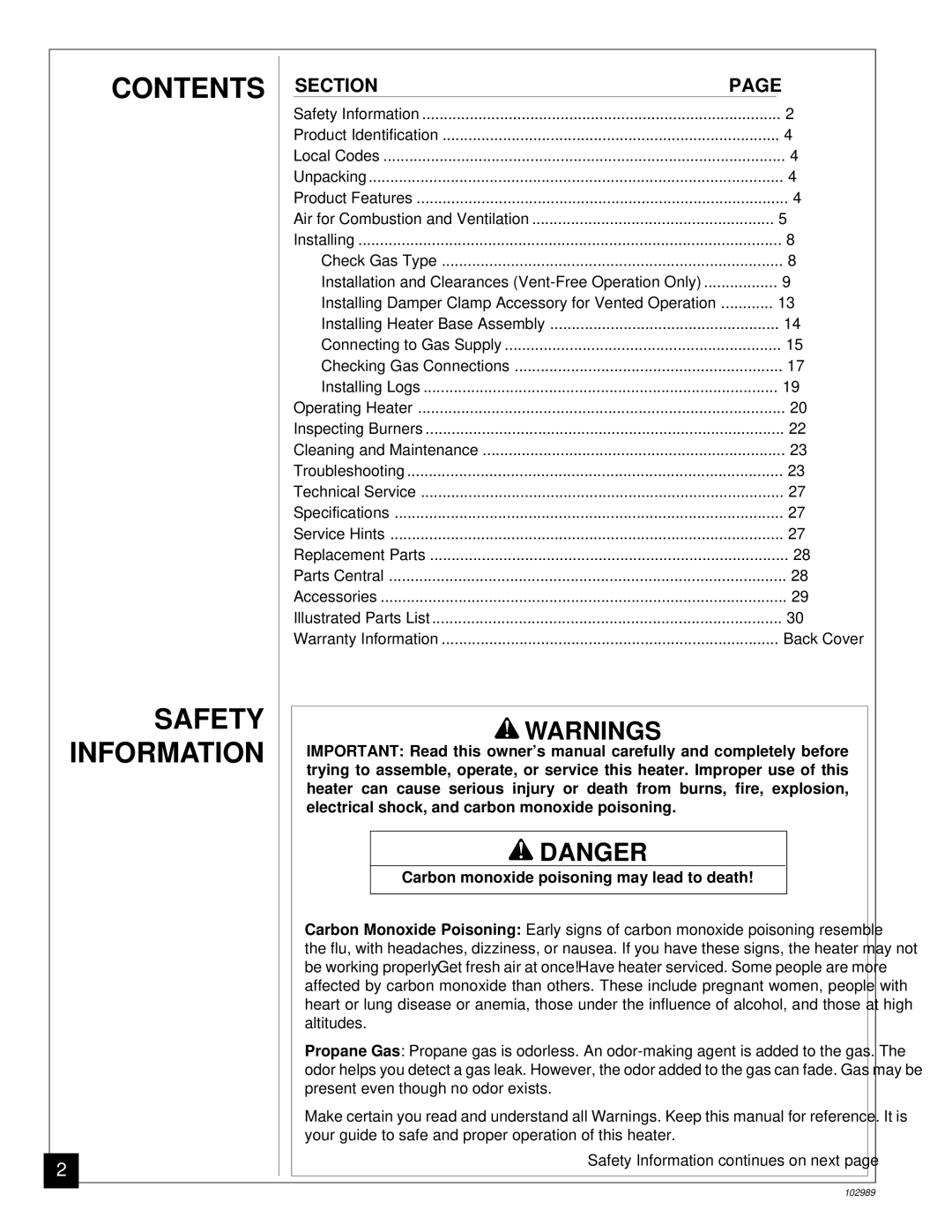 Desa CGS2718P installation manual Contents Safety Information 