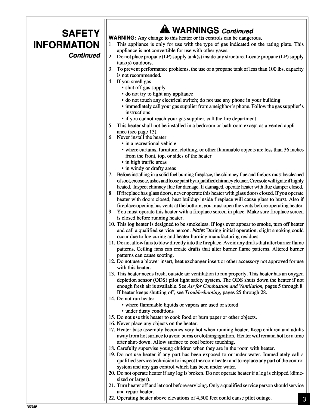 Desa CGS2718P installation manual Safety Information, WARNINGS Continued 