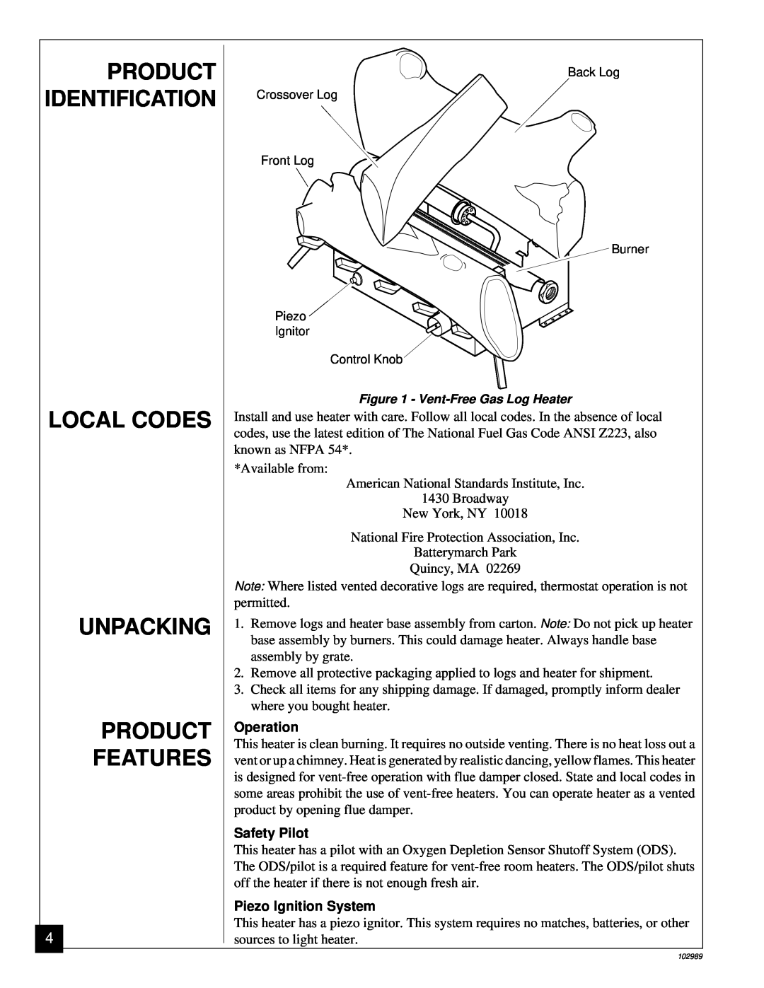 Desa CGS2718P installation manual Local Codes Unpacking Product Features, Product Identification 