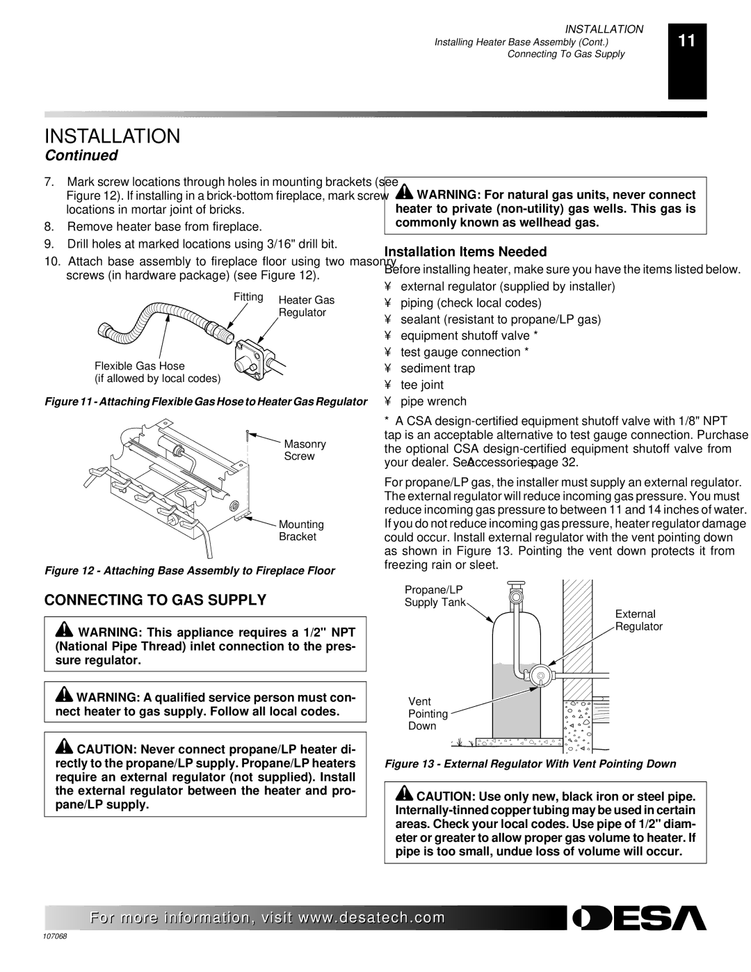 Desa CGS2718P, CGS2718N, CGS3124P, CGS3124P, CGS3124N, CLD3018PA, CLD3018NA, CLD3924PTA, CLD3924NTA installation manual 