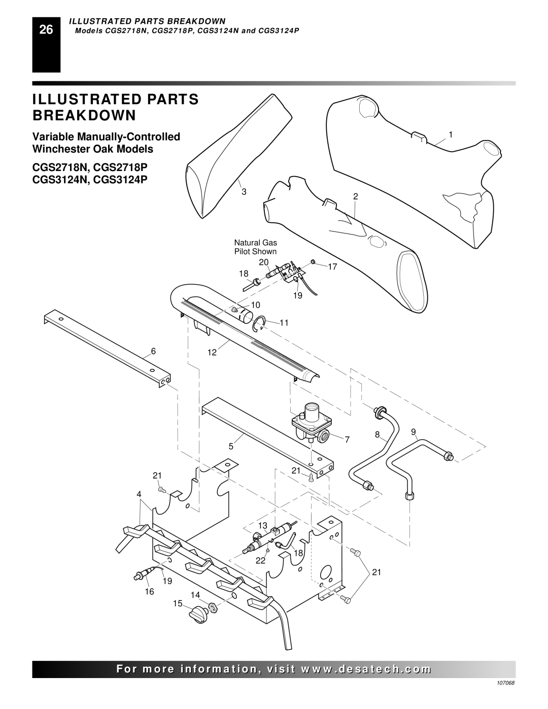 Desa CLD3018PA, CGS3124N, CLD3018NA installation manual Illustrated Parts Breakdown 