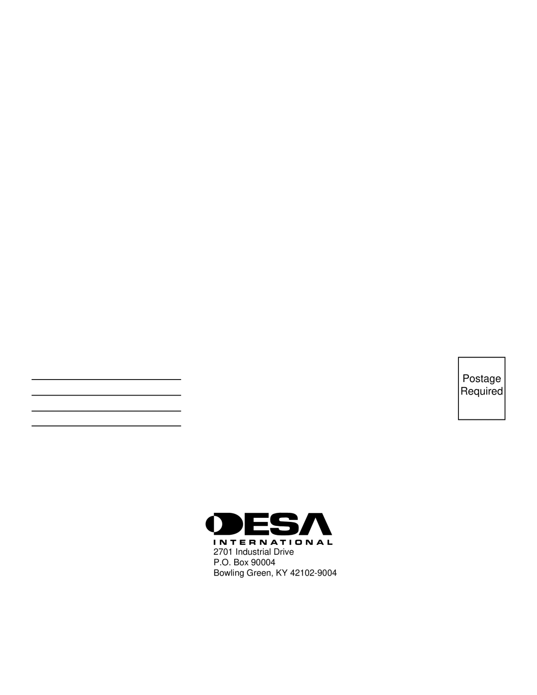 Desa CLD3018PA, CGS3124N, CLD3018NA installation manual Postage Required 