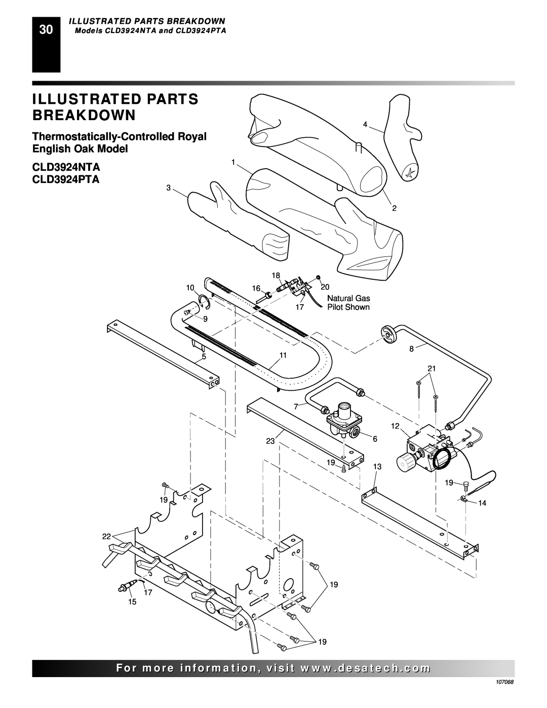 Desa CLD3018PA, CGS3124N, CLD3018NA CLD3924NTA CLD3924PTA, Illustrated Parts Breakdown, Models CLD3924NTA and CLD3924PTA 