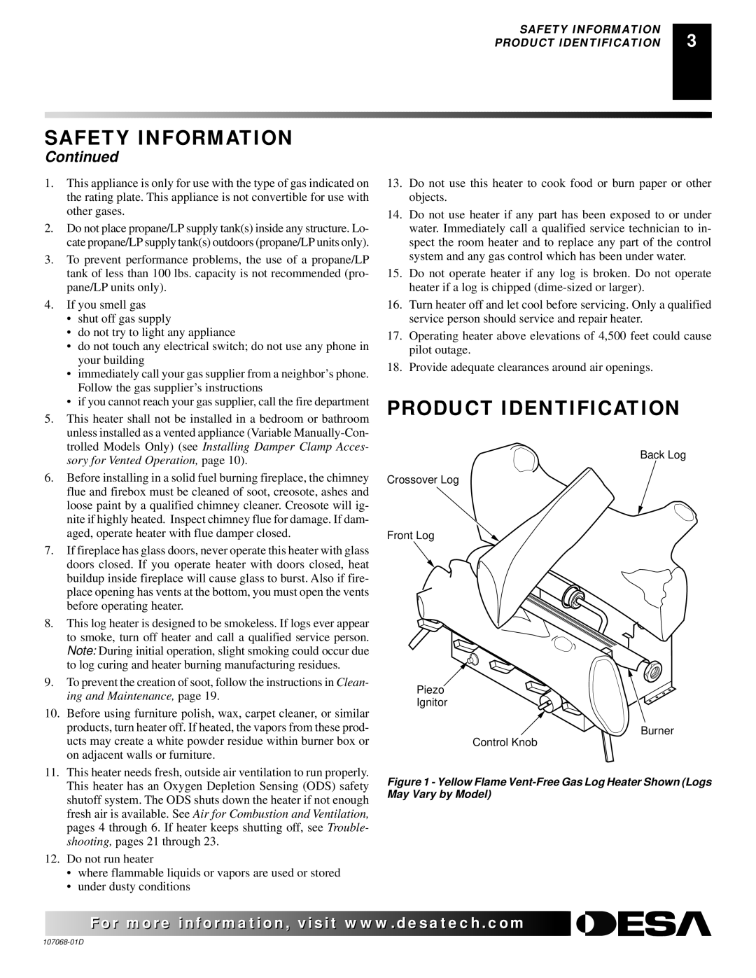 Desa CGS3124P installation manual Product Identification 