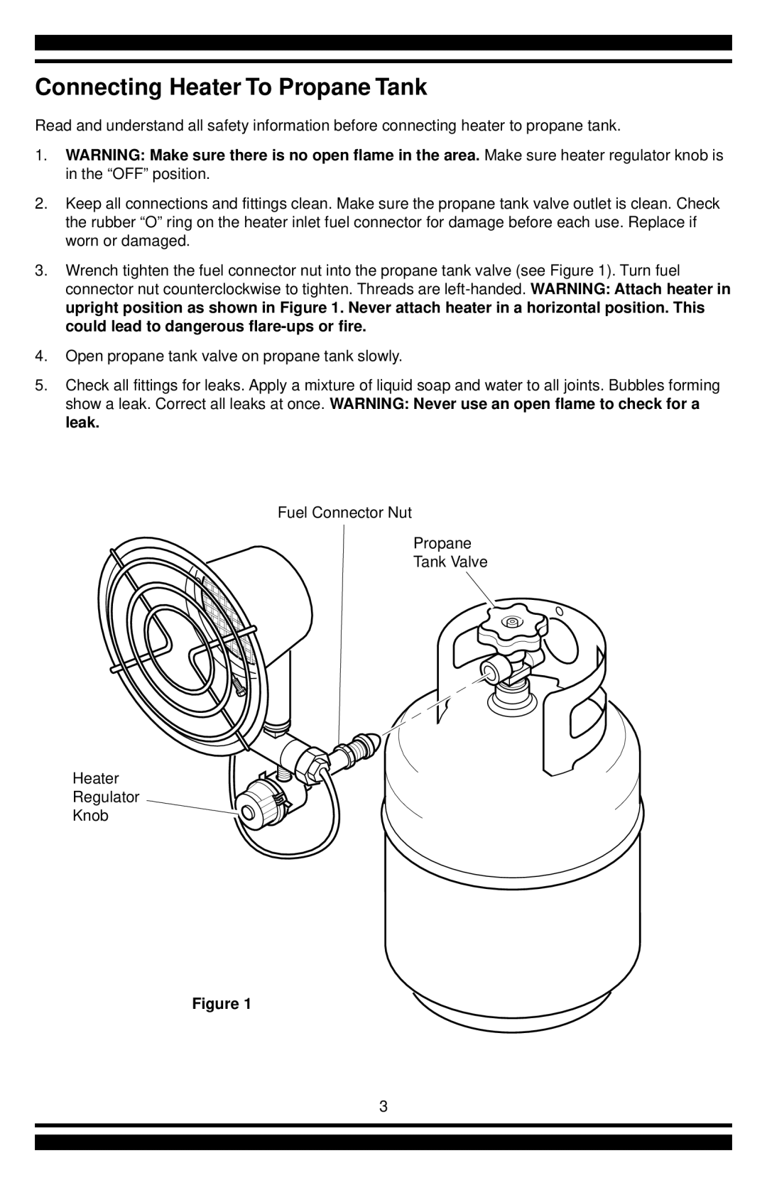 Desa CHD12B owner manual Connecting Heater To Propane Tank 