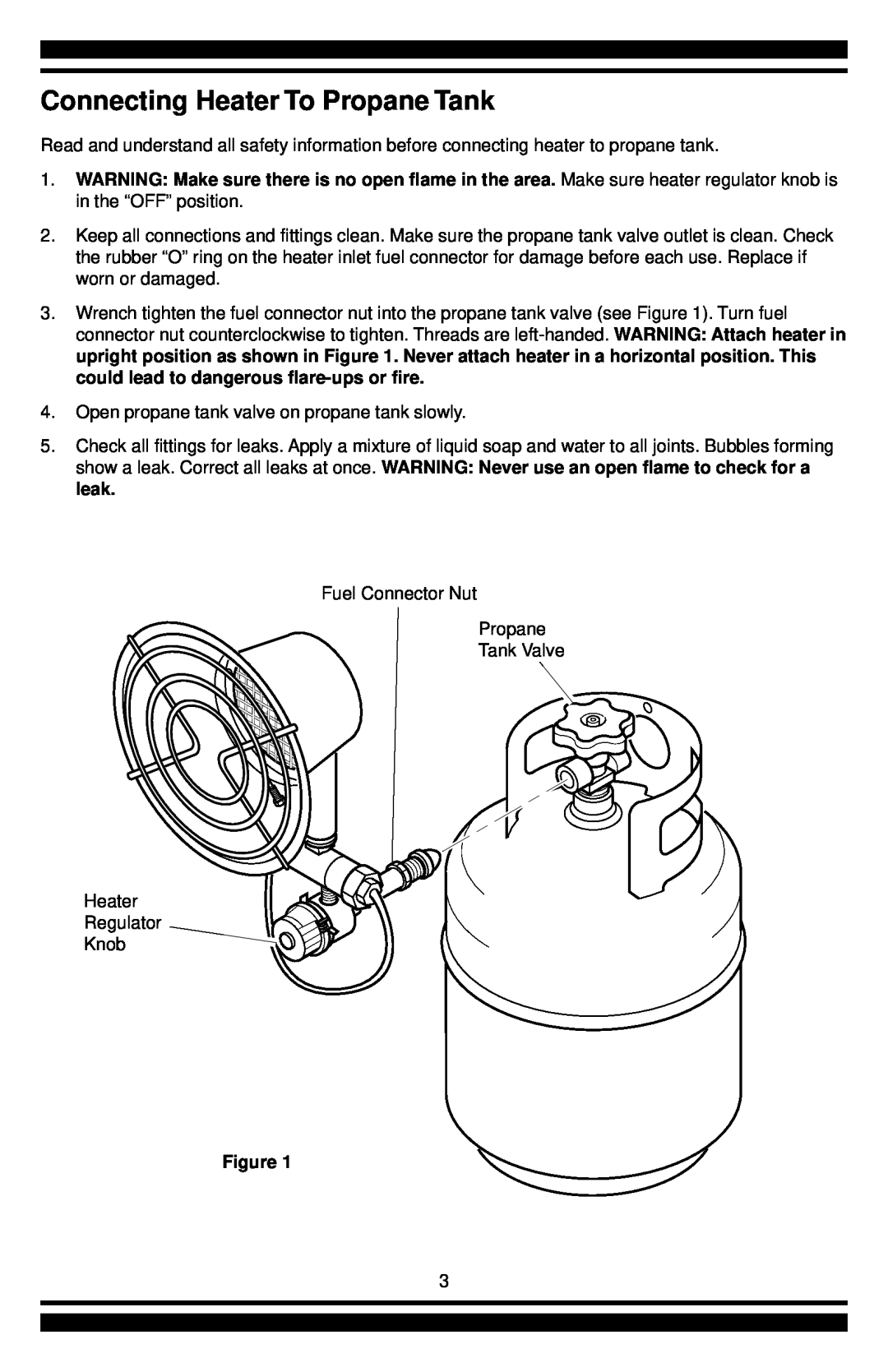 Desa CHD12B owner manual Connecting Heater To Propane Tank 