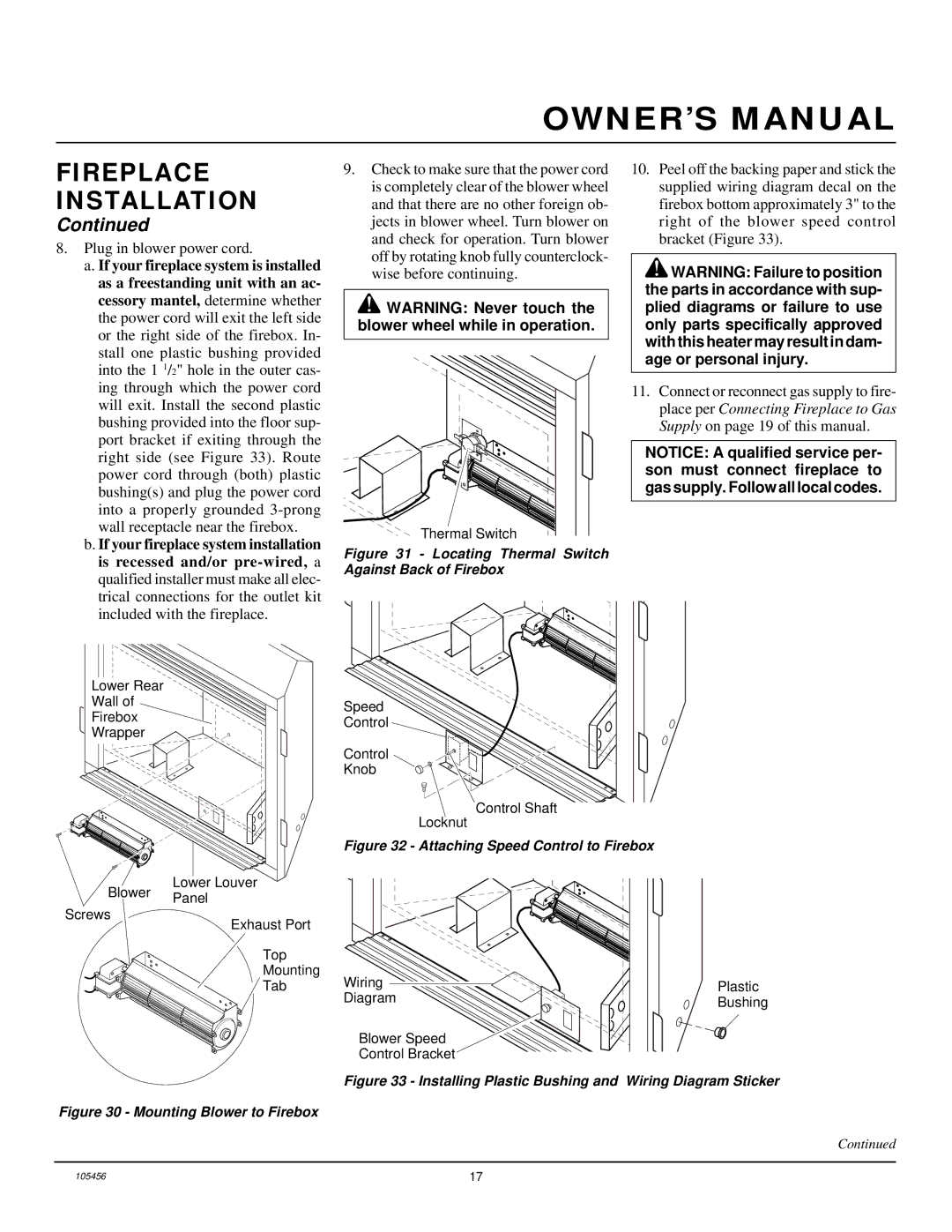 Desa CHDV34(N/P)(A) installation manual Plug in blower power cord 