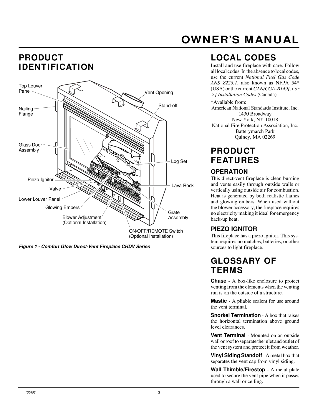 Desa CHDV34(N/P)(A) installation manual Product Identification, Local Codes, Product Features, Glossary Terms 