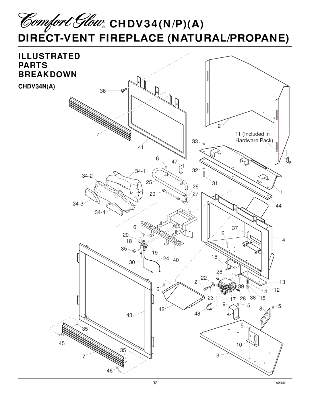 Desa CHDV34(N/P)(A) installation manual Illustrated Parts Breakdown, CHDV34NA 