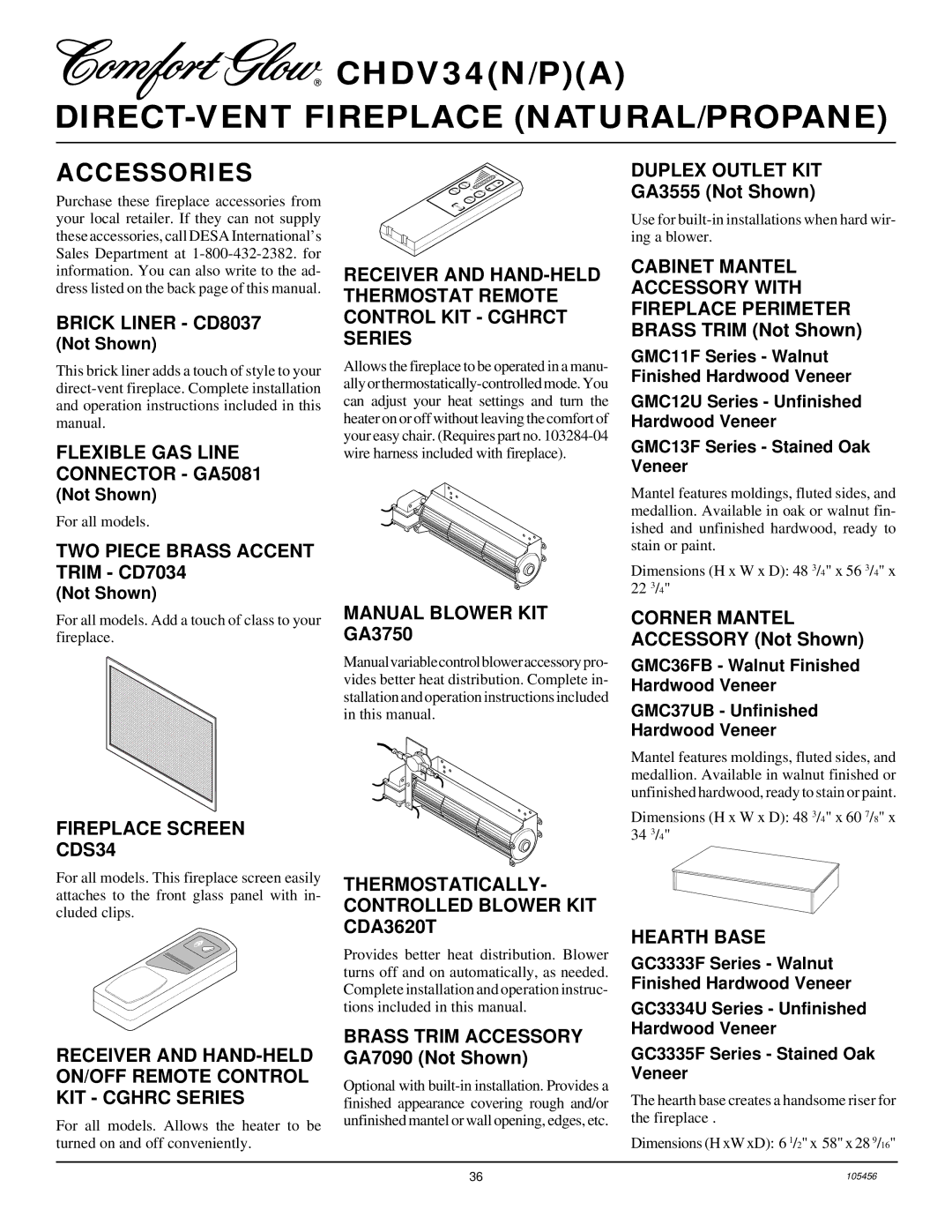 Desa CHDV34(N/P)(A) installation manual Accessories 