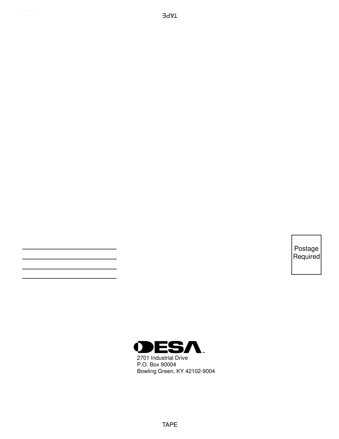 Desa CHDV36NRA installation manual Postage Required 