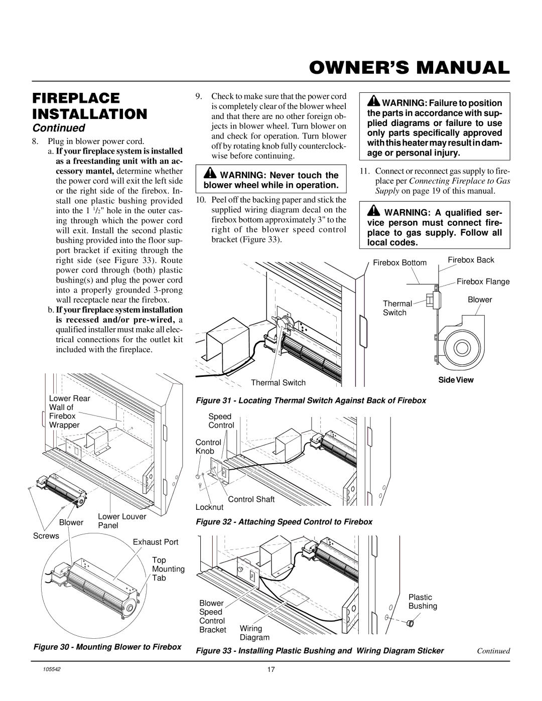 Desa CHDV41N/P, CHDV37N/P installation manual If your fireplace system is installed 