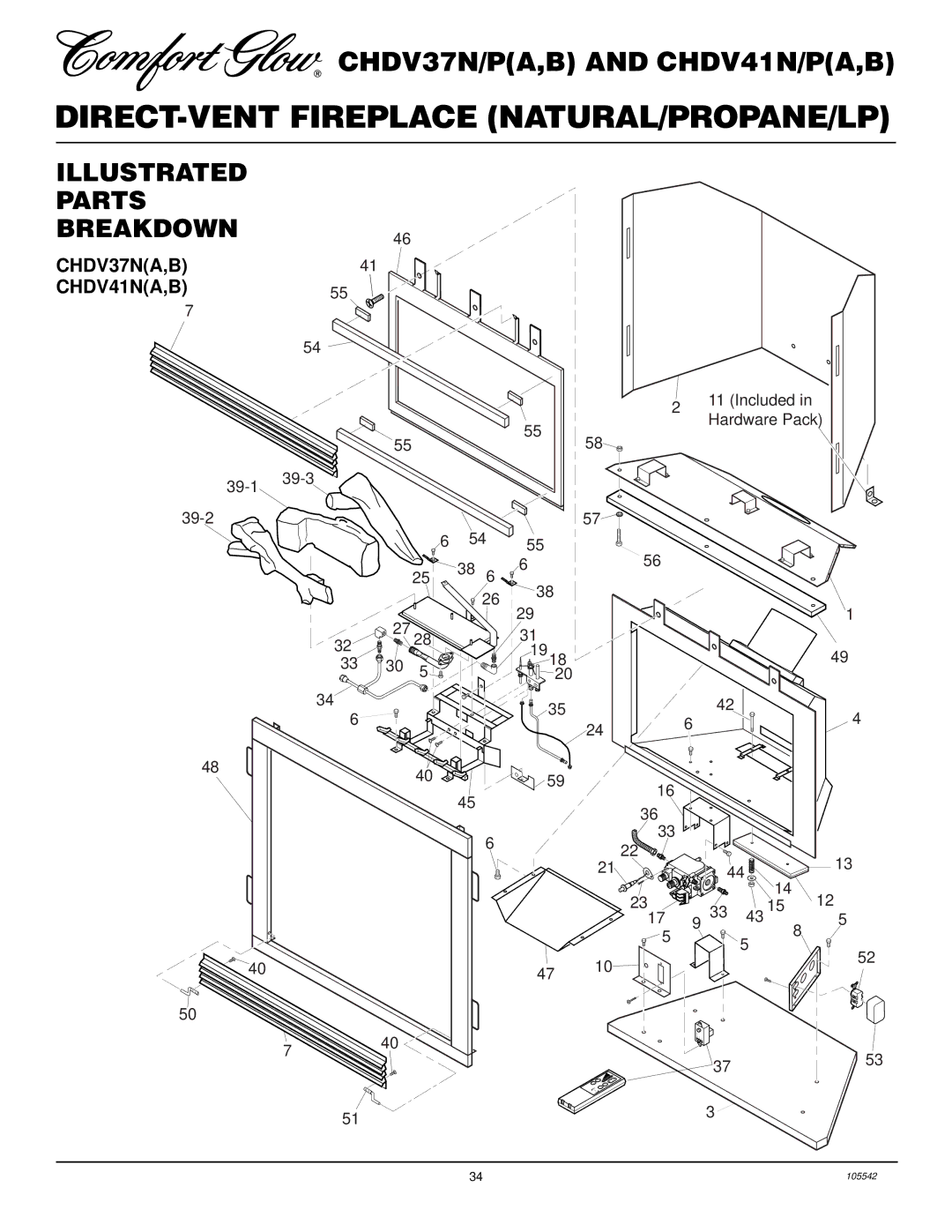 Desa CHDV37N/P, CHDV41N/P installation manual Illustrated Parts Breakdown, CHDV37NA,B CHDV41NA,B 