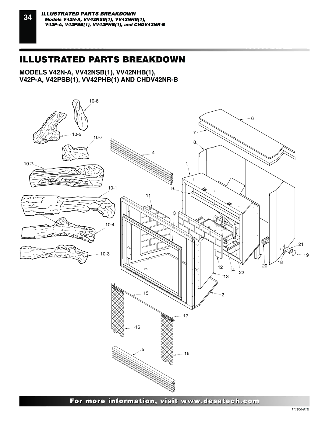 Desa VV42PB(1), CHDV42NR-B, V42P-A, V42N-A, VV42NB(1) installation manual Illustrated Parts Breakdown 