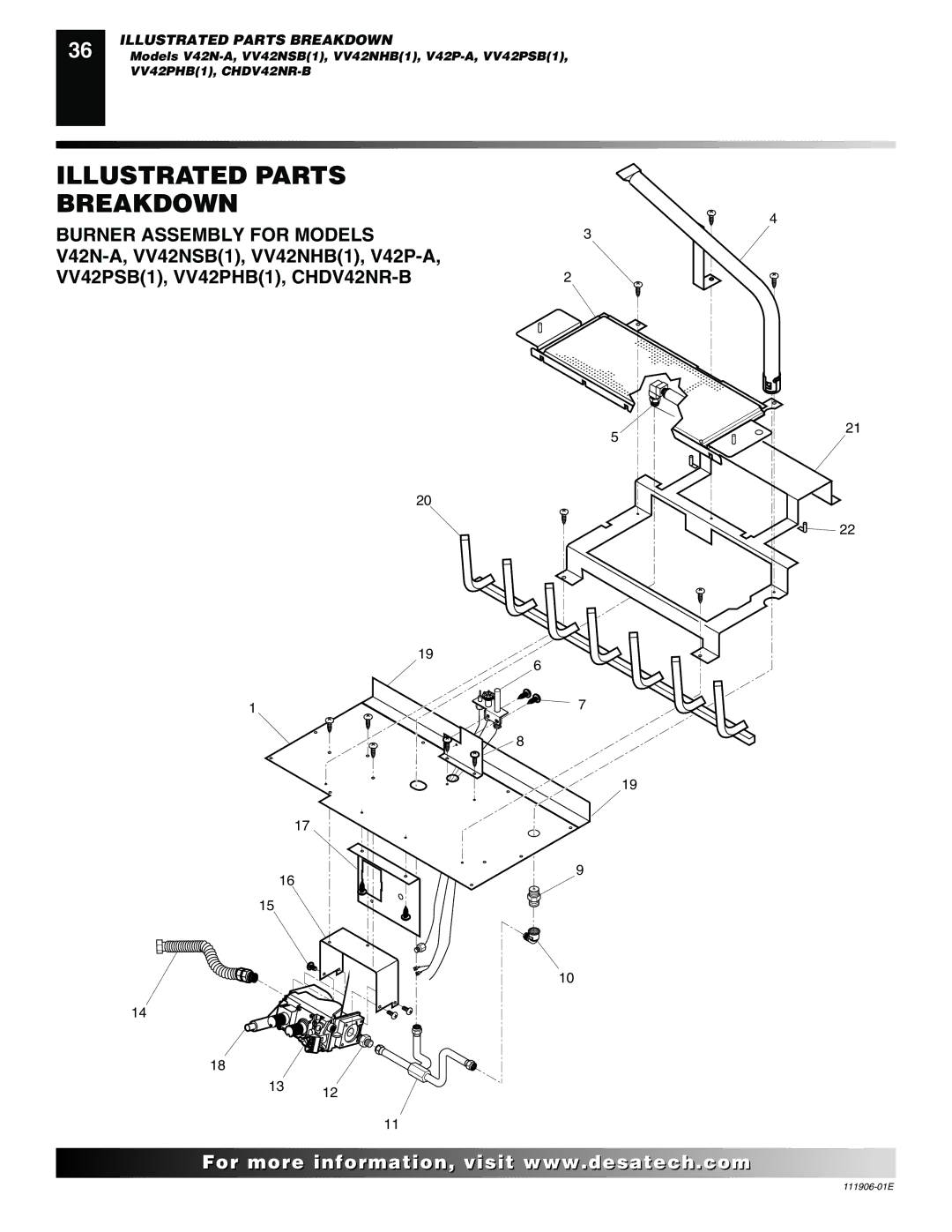 Desa V42P-A, CHDV42NR-B, V42N-A, VV42NB(1), VV42PB(1) installation manual Illustrated Parts Breakdown 