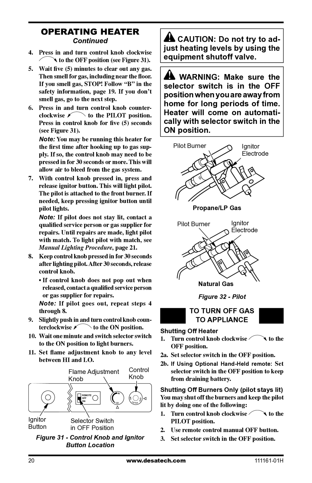 Desa CHL3924NR installation manual To Turn OFF GAS To Appliance 